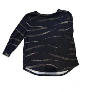 Liverpool Los Angeles Black Printed Top Long Sleeve Blouse Size L